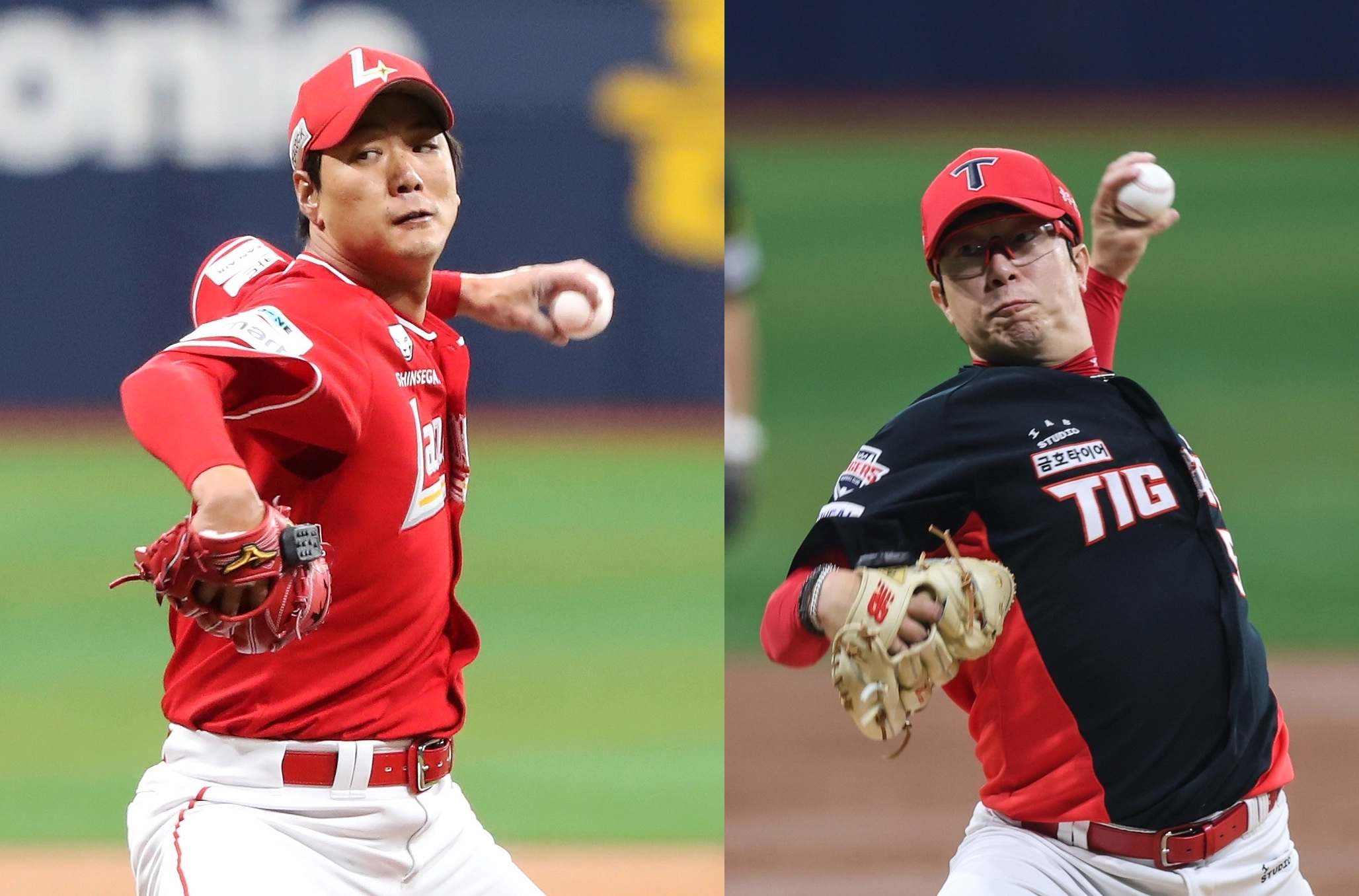 SSG 랜더스 김광현(왼쪽)과 KIA  타이거즈 양현종   SSG 랜더스 KIA 타이거즈 제공