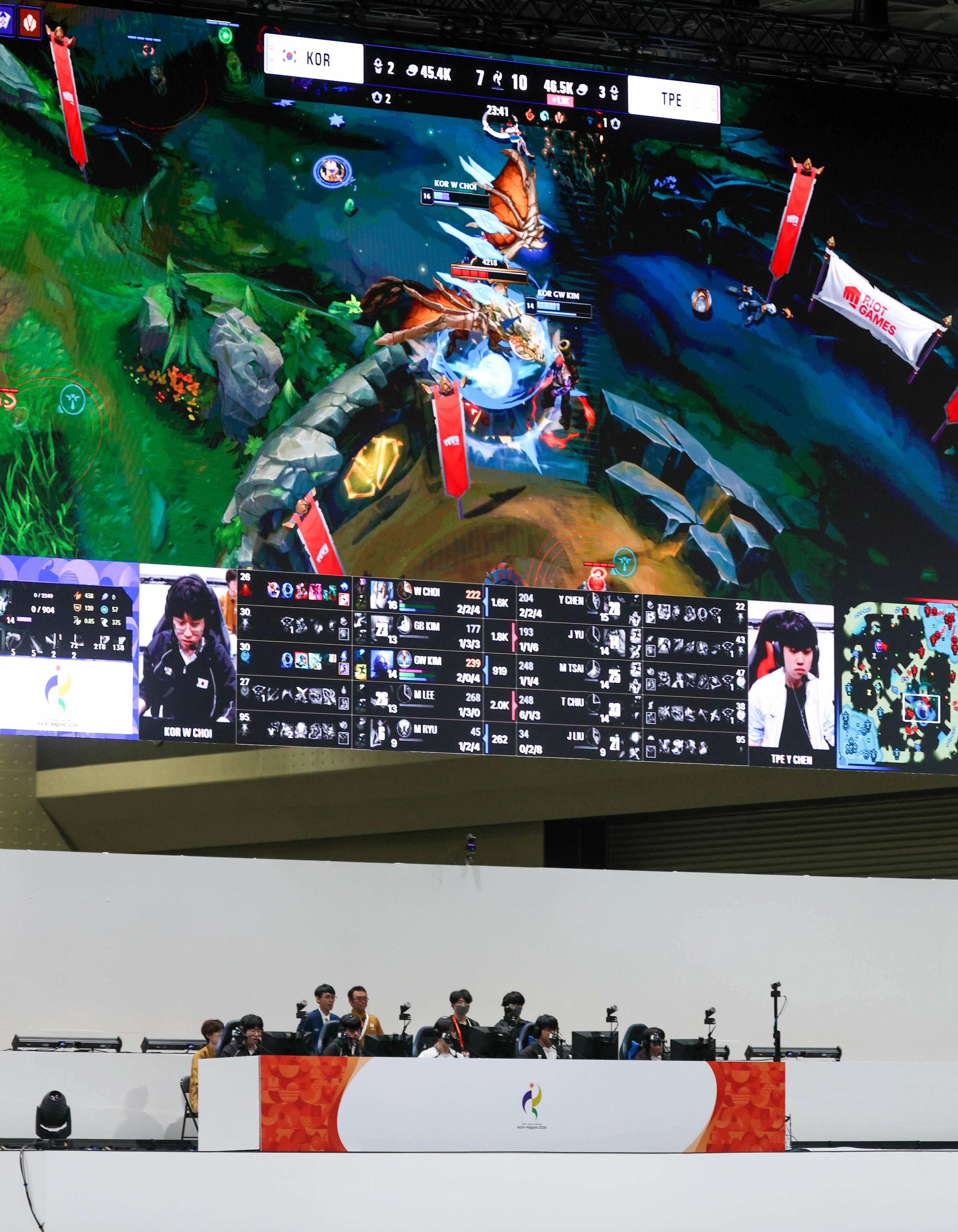 한국 리그 오브 레전드(LoL) 국가대표팀이 2일 일본 아이치현 도코나메 스카이 엑스포에서 열린 2026 아이치·나고야아시안게임 e스포츠 LoL 결승전에서 대만과 대결을 펼치고 있다. 2026.10.2 도코나메 뉴스1
