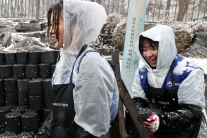 행복공감봉사단장 박하선, 연탄 나눔 봉사활동