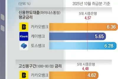 thumbnail - 카카오·토스·케이뱅크 대출금리, 시중은행보다 높네