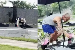 thumbnail - 구준엽, 새해에도 故 서희원 묘소 목격…‘묘비 닦고 또 닦고’