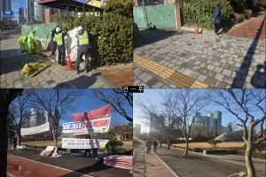 thumbnail - 용산구, 전쟁기념관 앞 집회현수막 등 정비 완료