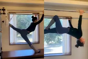 thumbnail - 49세 진재영, 수준급 필라테스 실력…‘완벽 레깅스핏’