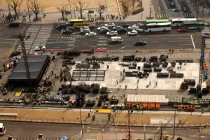 thumbnail - BTS 컴백공연 광화문광장 무대설치 한창