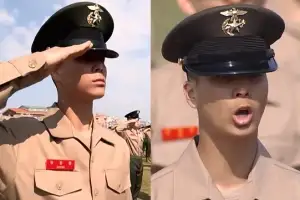 thumbnail - 해병대 간 정동원, ‘소년’에서 ‘사나이’로…까만 얼굴로 거수 경례