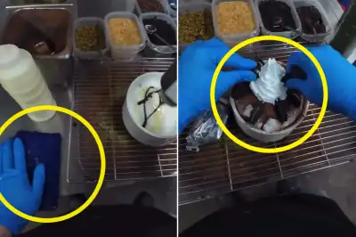 thumbnail - “걸레 만진 뒤 음식 재료를? 이럴 거면 위생장갑 왜 꼈나” 설빙 알바 영상 논란