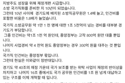 thumbnail - 추미애 “소방국가직화 생색은 중앙정부, 뒷감당은 지방정부 몫”…‘지방재정 개편’ 거듭 촉구