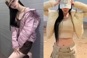 카리나, 브라톱에 패딩…과감한데 따뜻 ‘반전 패션’