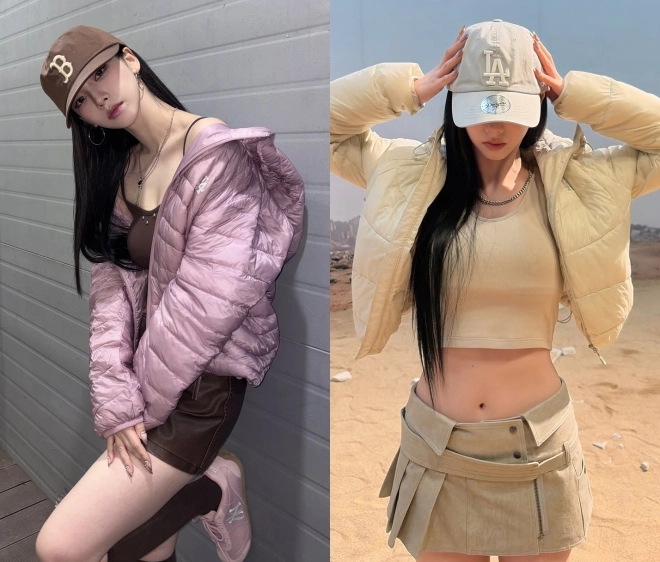 카리나, 브라톱에 패딩…과감한데 따뜻 ‘반전 패션’