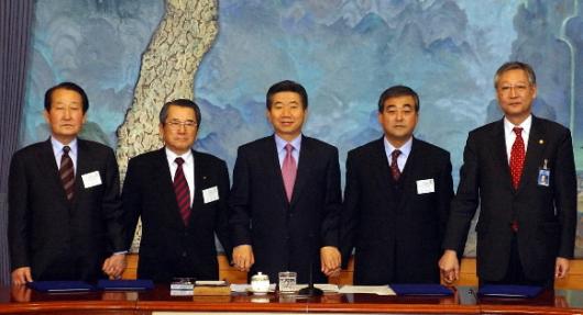 盧대통령 노사정 위원들과 악수