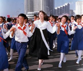 제13회 평양축전에 전대협 대표로 참가했던 이수경의 당시 행사 모습.