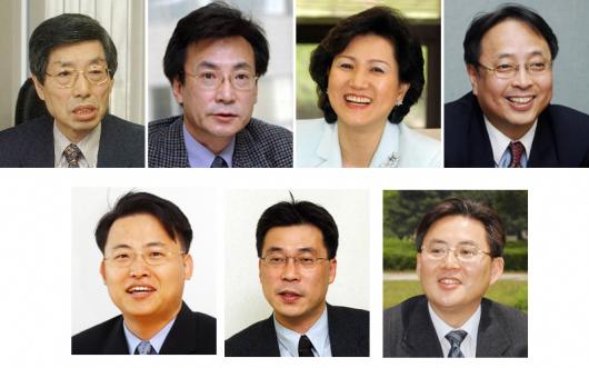 어수영교수, 이남영교수, 이영란교수, 김형중교수, 박명호교수, 이명진교수, 장원효교수 (왼쪽 위부터 시계방향으로)
