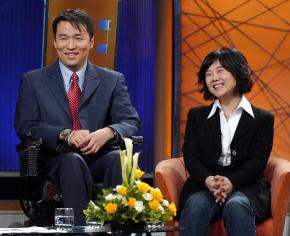 정범진·이수영 예비부부의 방송 녹화 모습