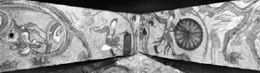 만주 집안시 통구의 오회분 복실 벽면에 그려진 고구려의 대장장이신(왼쪽)과 제륜신(오른쪽).고구려는 동북아 최대의 철 생산국으로,철을 다루는 대장장이신과 철제 수레바퀴를 만드는 제륜신을 모시는 철 숭배사상은 고구려에만 있다.