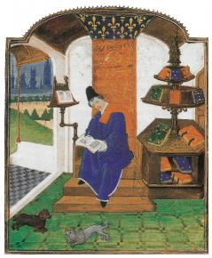 집필중인 저작자의 모습을 담은 15세기 프랑…