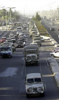 지난 6일 자이툰 부대 본대가 선발대의 환영…