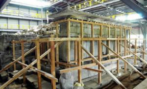 1층만 남겨두고 해체된 미륵사지석탑.