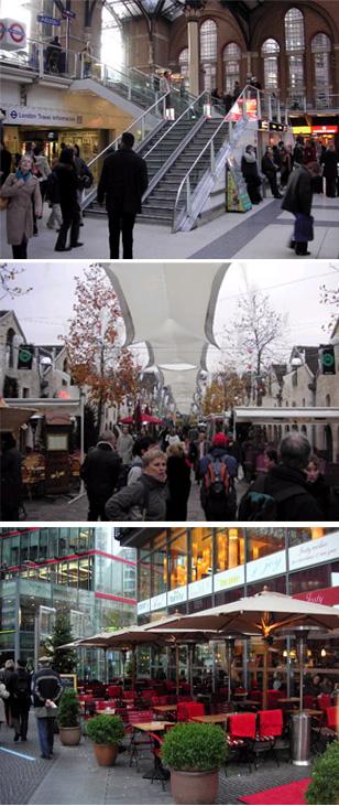 런던의 카나리 워프와 브로드게이트(상), 파…