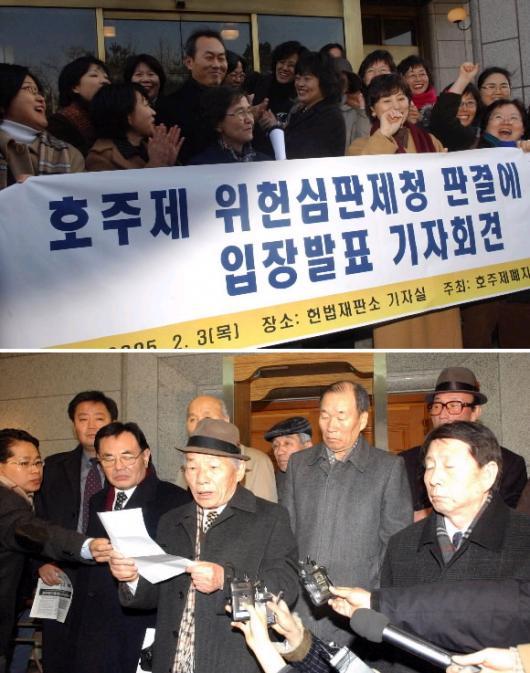 호주제에 대해 헌법재판소가 3일 헌법불합치…