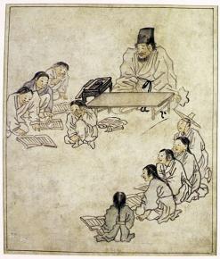 김홍도가 그린 조선 후기의 서당. 당시 훈장…
