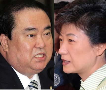 문희상 의장(왼쪽), 박근혜 대표