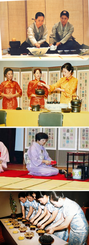 동북아 4국 다례시연 모습(위쪽부터 한국·중국·일본·대만)