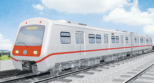 로템이 캐나다 밴쿠버 국제공항과 도심을 연결하는 철도노선에 투입하는 무인운전 경전철.