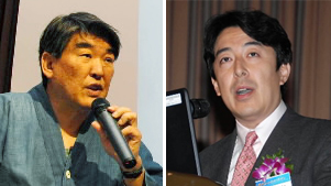 김지하 석좌교수(왼쪽),  호리 가즈타카 호리프로 부회장