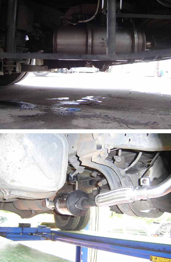 매연 여과장치(위)와 산화 촉매장치를 부착한 경유차. 이달까지 9만여대의 경유차가 이 장치를 달거나 LPG로 개조했다. 환경부 제공