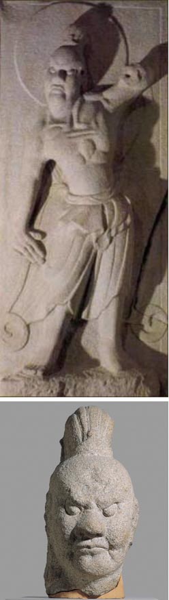 경주 토함산 석굴암의 오른쪽에서 본존불을 호위하고 있는 금강역사상(위)과 석굴암을 해체·복원하는 과정에서 발견된 또 하나의 오른쪽 금강역사상. 국립경주박물관 제공 