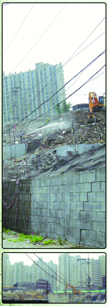 석면 불감증이 심각하다. 가톨릭의대 예방의학교실과 함께 둘러본 서울시내 아파트 재건축 현장에서는 슬레이트 등의 석면 건축자재가 아무렇게나 철거되고, 공사장 부근에 마구 버려져 있다. 석면가루가 날릴 가능성이 우려된다. 김민희기자 haru@seoul.co.kr