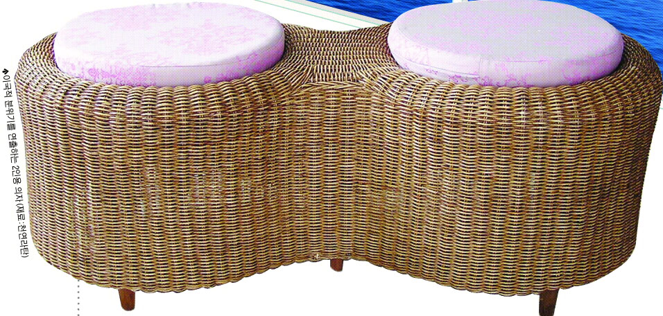 이국적 분위기를 연출하는 2인용 의자(재료:천연라탄)