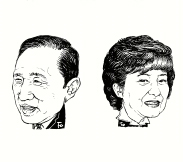 이명박 후보(왼쪽)와 박근혜 전 대표