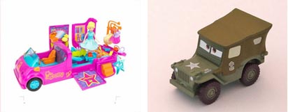 폴리 패션 리무진(사진 왼쪽)·싸아지 모형 자동차 세트(오른쪽)