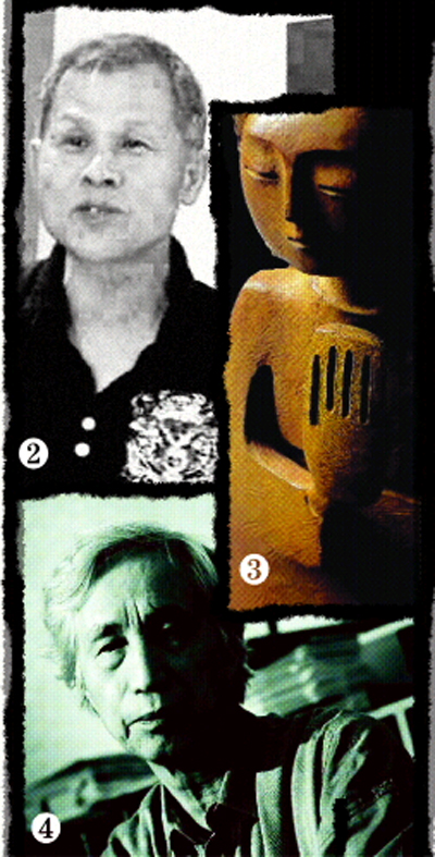 (2) 사진가 준초이. (3) 최종태의 ‘기도하는 소녀’. (4) 조각가 최종태.