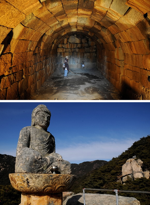 석빙고(위)·용선대(아래)