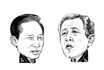 이명박(왼쪽) 대통령 조지 W 부시 미국 대통령