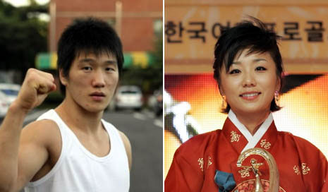 이원희(왼쪽)-김미현