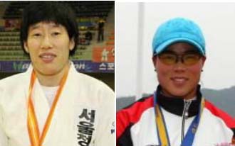 유도선수 강신영(사진 왼쪽)·카누선수 이순자