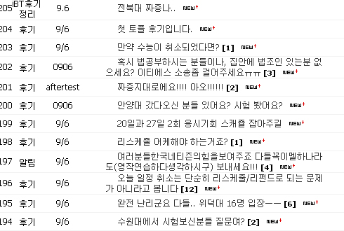 ‘고해커스’ 게시판 네티즌 반응 캡처