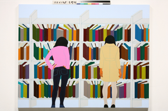 오병재 작 ‘문양화된 지적 이미지’. 130×162㎝, 캔버스에 아크릴.