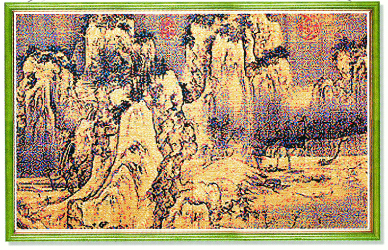 황인기 작 ‘Pla mountain’, 합판 위에 레고블럭