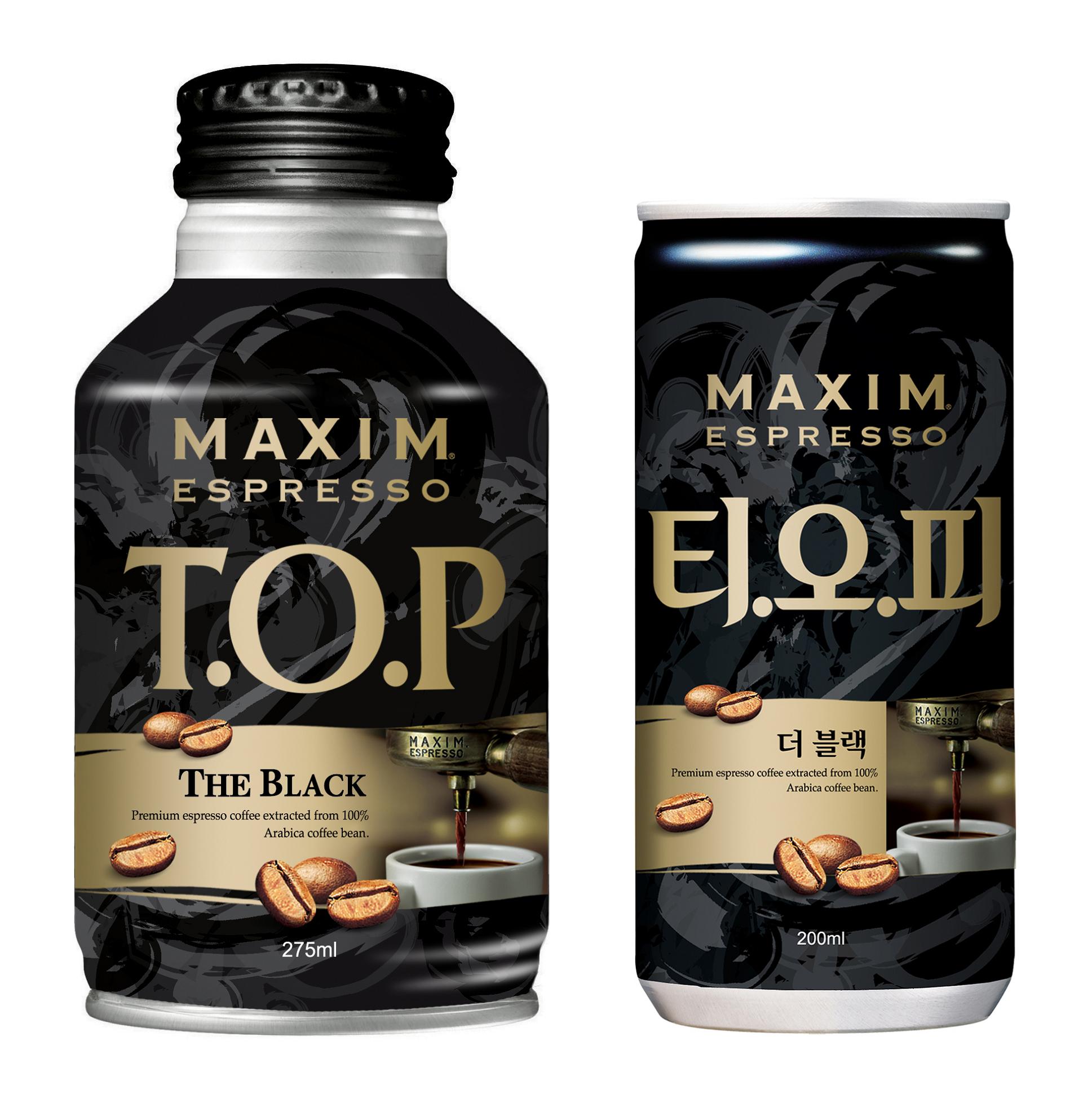 ‘맥심 T.O.P 더 블랙’ 275ml(왼쪽), 200ml(오른쪽) 　