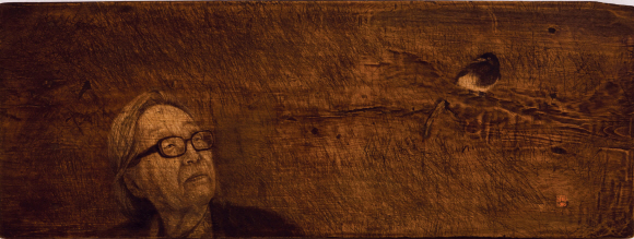 화가 김덕용이 목판에 단청기법으로 그린 박경리.