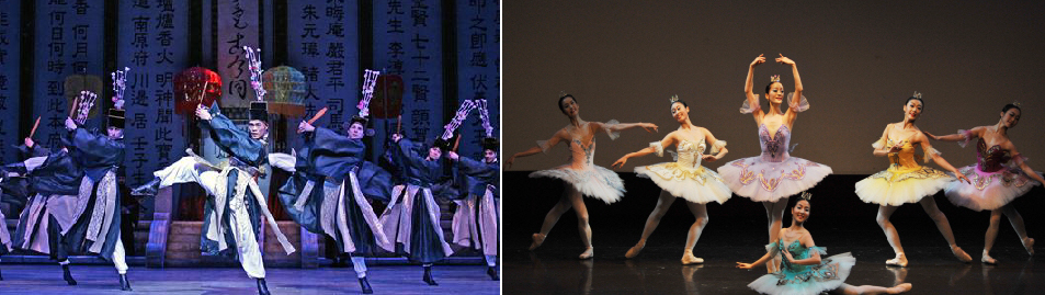 유니버설발레단의 ‘발레 춘향’.(사진 왼쪽) 서울발레시어터의 ‘잠자는 숲속의 미녀’.