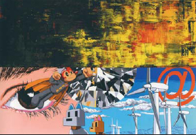 이동기 작 ‘eye in the sky’. 추상과 구상이, 대중미술과 순수미술이 뒤섞인 충돌의 에너지가 엿보인다.