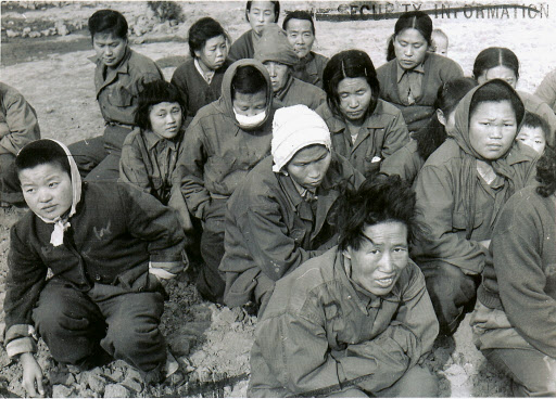 여군 포로들  1951년 1월16일 부산 포로수용소의 여군 포로들. 북한군인지 중공군인지는 확인되지 않았다.