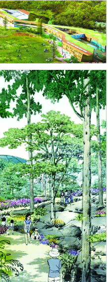 생태원 조감도(위)와 온대숲 조감도. 환경부 제공