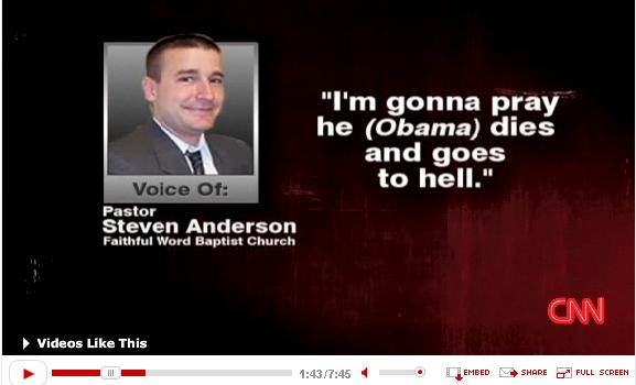 오바마에게 독설을 퍼부은 스티븐 앤더슨 목사 美 CNN 캡처