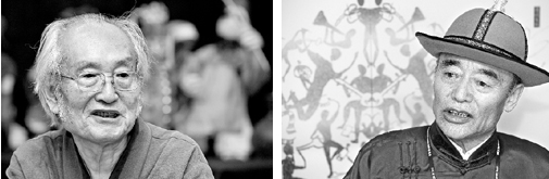 한국 민속극의 대가 심우성(왼쪽)씨와 몽골 마두금 연주자 체렌 도르츠(오른쪽)는 70대 원로 예술인으로 추앙받는다.